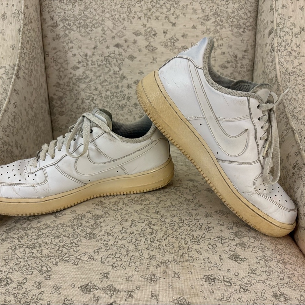 (3 for 25)Nike Air Force Ones two toned white leather with beige soles